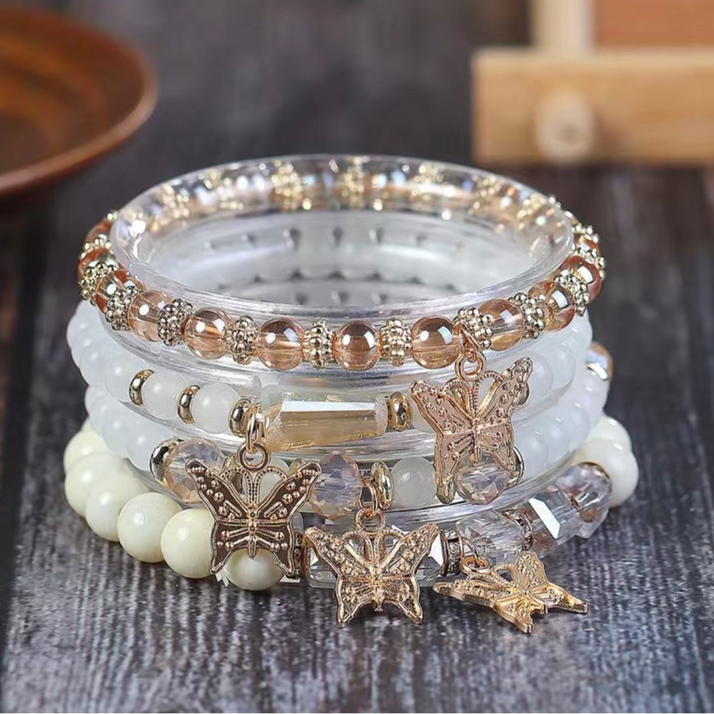 Butterfly Beaded Stretch Bracelets